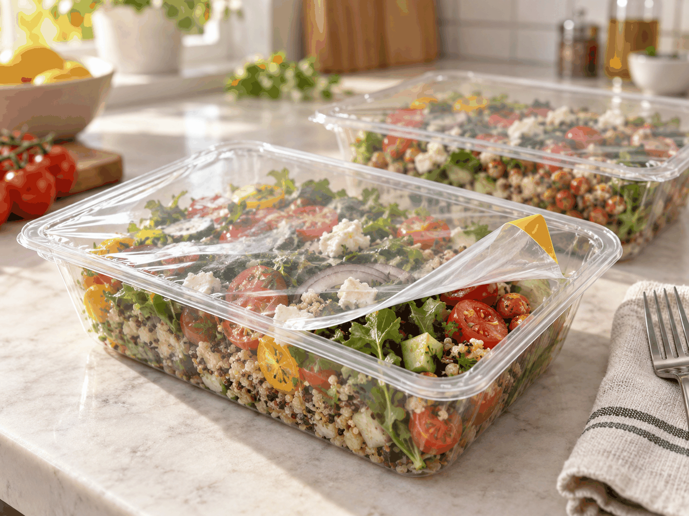 Peelable and resealable lidding films for food containers