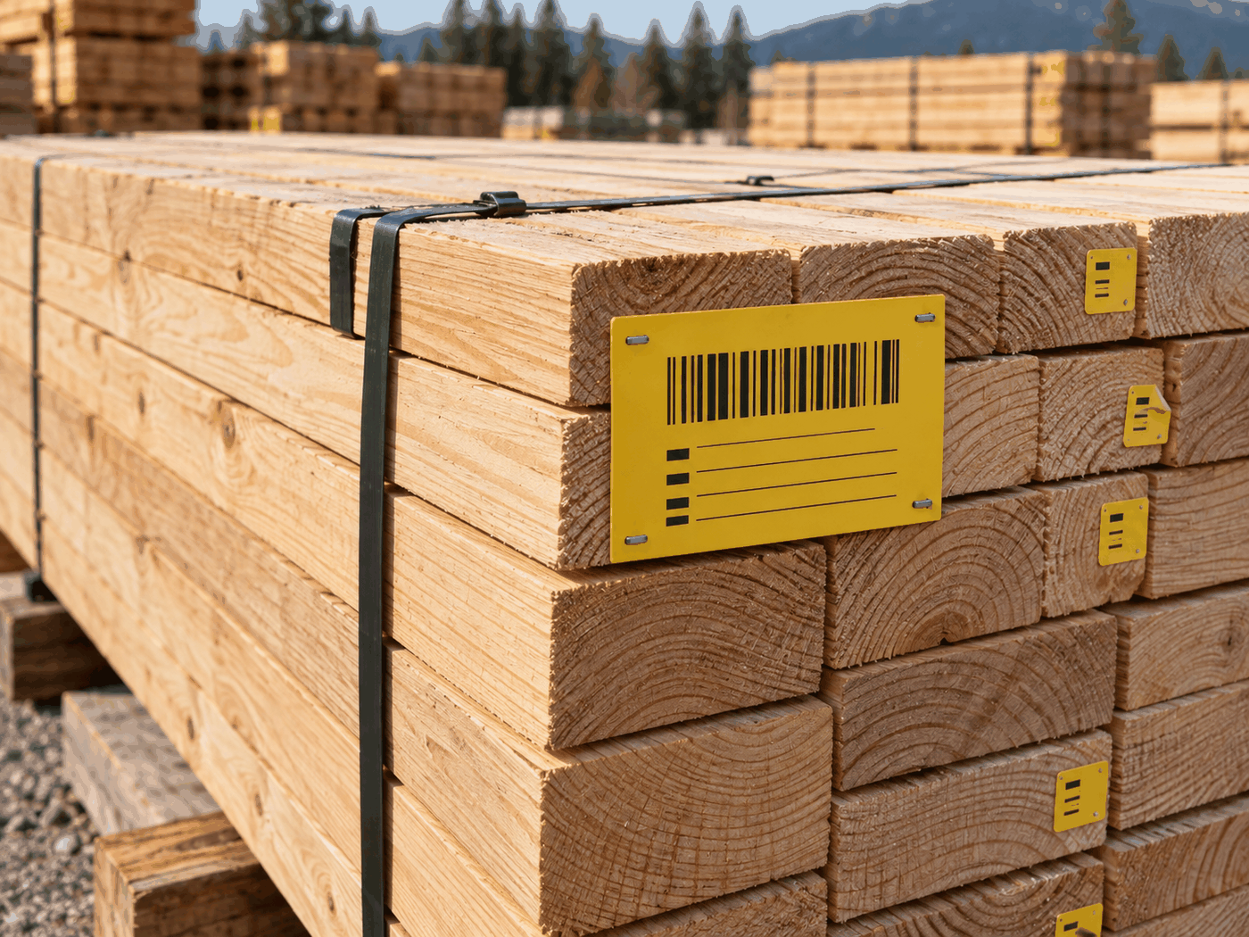 Lumber identification tags and a bundle placard